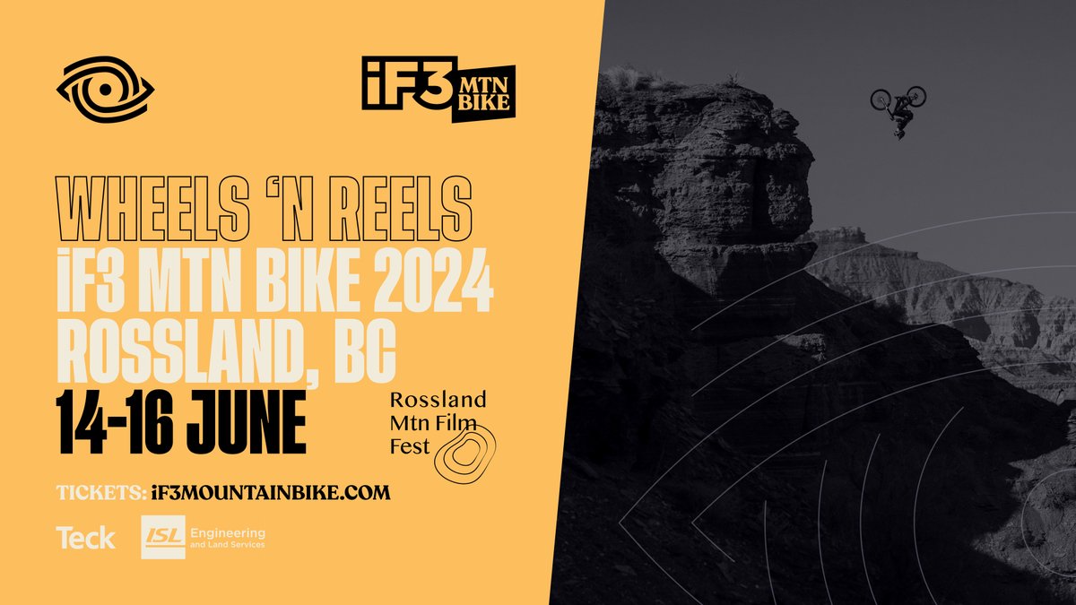 IF3 Mtn Bike and Wheels 'N Reels is June 14th-16th featuring some of the best Mtn Bike films the industry has to offer! 3 screenings in Rossland, BC 

Details and tickets:
if3mountainbike.com/en/calendar/

Thank you!
Teck &amp; ISL Engineering
#if3 #if3mtnbike #if3festival #if3mountainbike