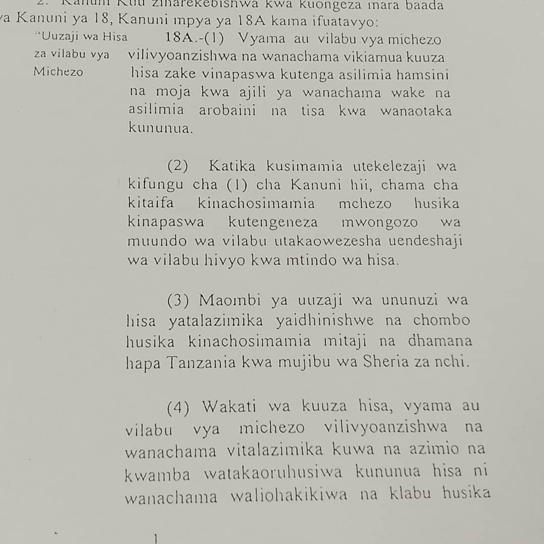 HKigwangalla's tweet photo. GN 442 ya tar. 27/20/2017. Pitieni hii mnaopenda kujua transformation ya @SimbaSCTanzania ilikwamia wapi. Mjue pia kwamba, mchakato wa kule FCC ulitoa maelekezo kadhaa ambayo hayakufuatwa. Hivyo mwekezaji wa Simba hana mamlaka yoyote yale ya kufanya anachokifanya, zaidi zaidi ni ubabe na uhuni tu. 

Kwa kuwa watu wengi siyo weledi na hatuna muda wa kufuatilia mambo tunajikuta tunaburuzwa tu. 

Mmoja anamwambia mwenzake jiuzulu, anajiuzulu. Wakati wa kujiuzulu anamteua mwenzake, kisha mwenzake naye anakubali uteuzi. Naye wakati wa kukubali uteuzi anamteua tena mwenzake. 

Sikilizeni nawaambia: Kutokana na kelele hizi, kama serikali isipoingilia kati, wataweka mambo ya uwanjani sawa, wanasimba tutatulia. Hatutokuwa tumetibu tatizo, keshokutwa litaturudia tena. Mtakuja kunikumbuka tena. Amini nawaambia! 

Tiba ya Tatizo ni Mfumo mbovu. Kuutibu ni kurekebisha, siyo hizi quick fixes na janja janja zinazofanywa. Hizi ni sawa na cosmetics tu! Uzuri wake haudumu. 

Wanasimba lazima tujue kwamba: 

1. Simba Sports Club Co. Ltd siyo kampuni halali - hivyo Bodi siyo halali. Hizo sarakasi zote zinazoendelea ni ubabe na uhuni tupu. 

2. Thamani ya Simba ya miaka 8 iliyopita imepitwa na wakati. Haifai kutumika tena leo hii. Kuendelea na mchakato wa transformation kwa kutumia thamani ya zamani ya Simba siyo sahihi. 

3. Mfumo wa utawala lazima uboreshwe tukitaka mafanikio tuliyoyatarajia wakati tunaanzisha mchakato huu. Muundo wa Bodi ya kampuni ya Simba Sports Club Co. Ltd ni lazima uboreshwe kuondoa janja janja na kutoa haki kwa wanahisa wenye shares nyingi zaidi, ambao ndiyo wenye timu yao (majority shareholders) na kuongeza uwazi zaidi kwenye muundo wa utawala. Yafuatayo yanaweza kufikiriwa: 

(a.) Wawekezaji watakaonunua hisa lazima wasipungue watatu na wasizidi watano. 

(b.) Mwenyekiti wa wanachama awe ndiye Mwenyekiti wa Bodi ya wakurugenzi wa SSC Co. Ltd sababu ndiyo ‘majority shareholders’! 

(c.) Wajumbe wa Bodi ya wakurugenzi wa SSC Co. Ltd kama ni tisa basi watano watokane na uchaguzi wa wanachama wote na wanne wateuliwe na wawekezaji. Tena wawekezaji wapeleke majina matatu kwenye Mkutano Mkuu wa wanachama ili mmoja kati ya hao achaguliwe kuwa mjumbe anayewakilisha mwekezaji aliyempendekeza. 

(d.) Makamu Mwenyekiti wa Bodi ya Wakurugenzi atachaguliwa na wanachama wote kutokana na majina matatu kupendekezwa na wawekezaji. 

(e.) Wawekezaji watapendekeza majina ya CEO, CFO na COO. Watakopendekezwa watapaswa kuthibitishwa na Bodi kwa kura. Na Wataajiriwa na Bodi ya wakurugenzi ya SSC Co. Ltd na watawajibika moja kwa moja kwenye Bodi. 
#HK #Fighter #NjeYaBox