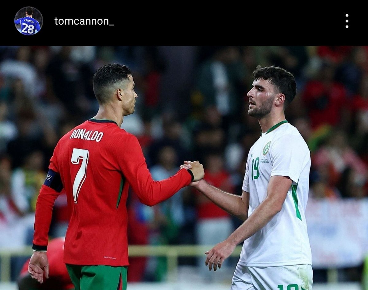 One of the most iconic strikers in the game shaking hands with a Portuguese player