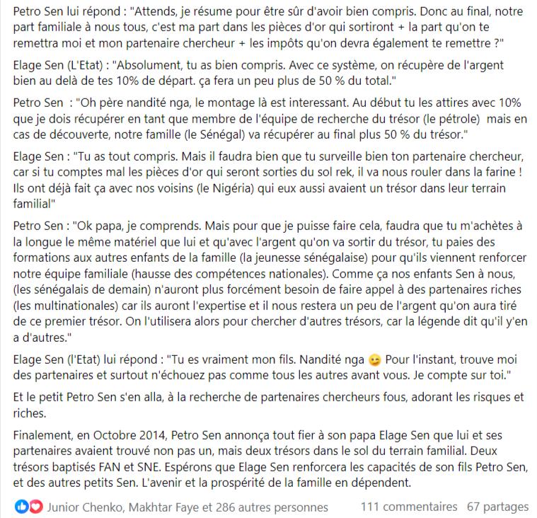 ndaofary's tweet image. Si vous voulez comprendre la part du Sénégal dans les contrats pétroliers, lisez et partagez ce texte svp👍🏿

En résumé, le Sénégal a plus de 50% des profits pétroliers via 3 sources: 

source 1: la part propre de l'Etat
source 2: la part de PETROSEN
source 3: les impôts et taxes