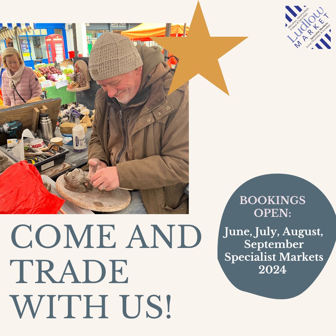📚🗓️ BOOK NOW for some summer market fun! 🌞🍉🎪

Bookings are now OPEN for June, July, August, and September at Ludlow Market! 🎉🎉

#TradeWithUs #LudlowMarket #BookNow #visitludlow #visitshropshire