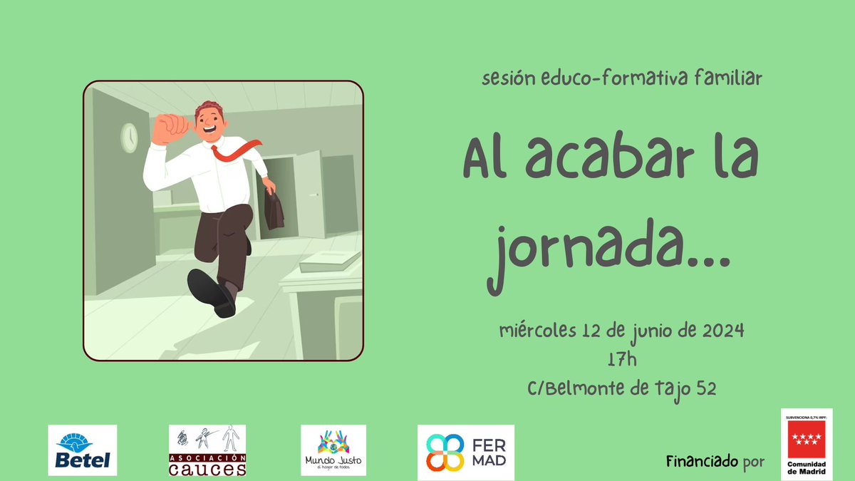 AL ACABAR LA JORNADA... Hablamos junto a las personas de <a href="/ACauces/">Asociación Cauces</a> sobre alternativas para un tiempo libre y de ocio saludable dentro de nuestro entorno.

#ResidencialesIRPF2024

#AsociacionismoFERMAD

#Familias_FERMAD

#VoluntariadoFERMAD