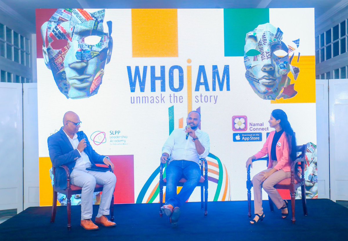 RajapaksaNamal's tweet photo. Grateful to @RajapaksaCenter and the SLPP Leadership Academy for hosting the 'Who I Am' event yesterday. It was inspiring to hear from Udana Warnakulasooriya &amp; Savindya Edirimanna about their journeys and breaking stereotypes. Let's continue to unmask our true stories #WhoIAm https://t.co/frkoiUMMtE