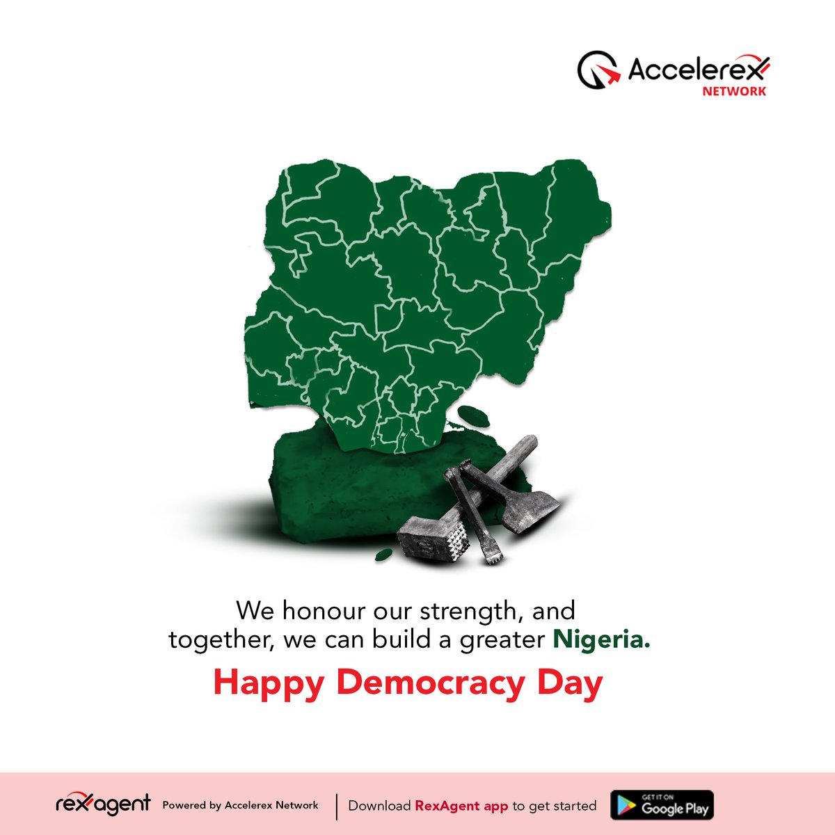 AccelerexN's tweet photo. On this Democracy Day, we reflect on our journey filled with strength and determination. Together, we can build a greater future for our nation.

Happy Democracy Day 🇳🇬

#Accelerex
#Accelerexnetwork
#RexAgent
#Democracyday2024 https://t.co/mhfDLQGxYE