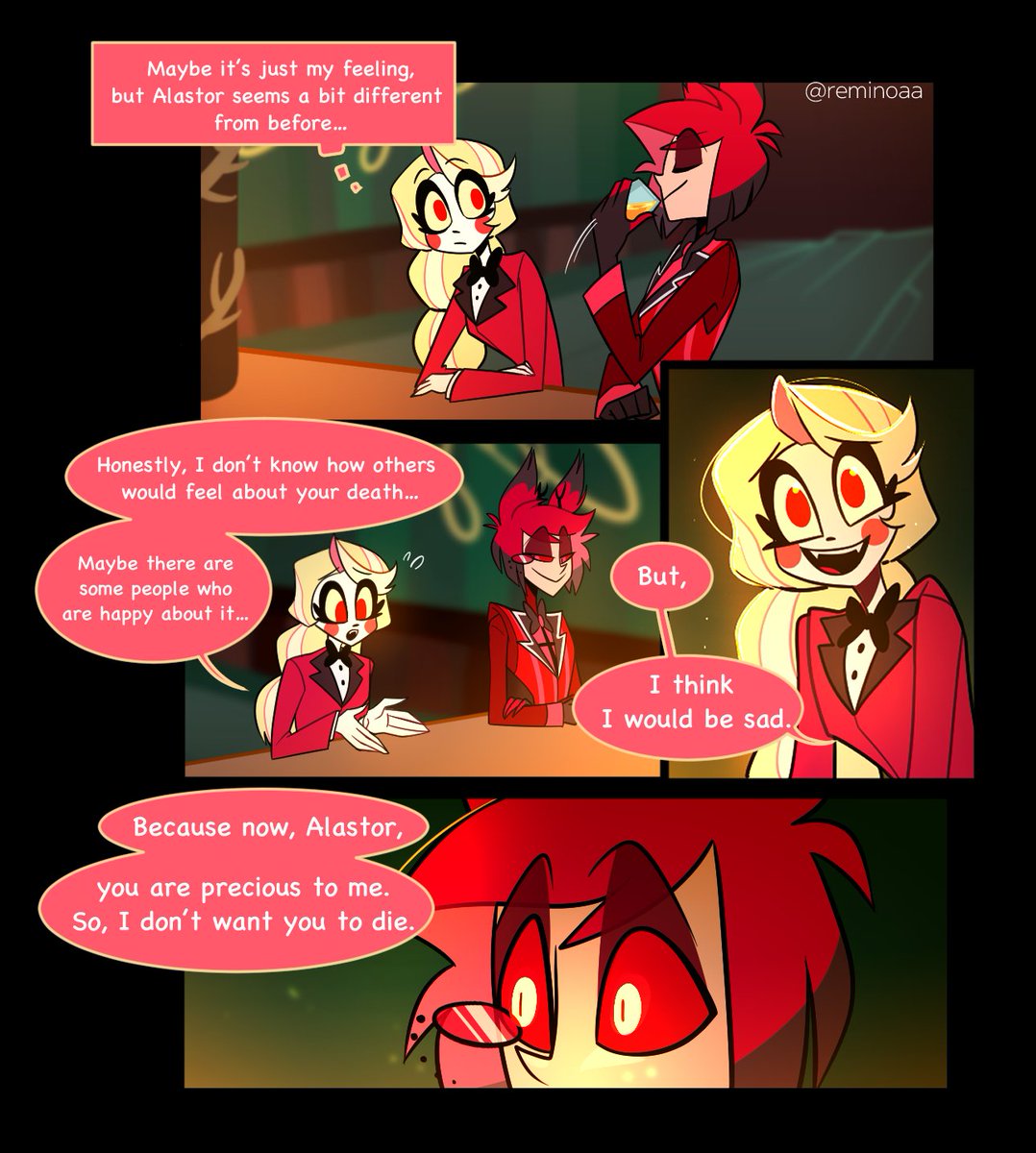 reminoaa's tweet photo. 'You save me.'
#HazbinHotel #hazbinhotelcomic #charlastor https://t.co/9f1ieLzkmp