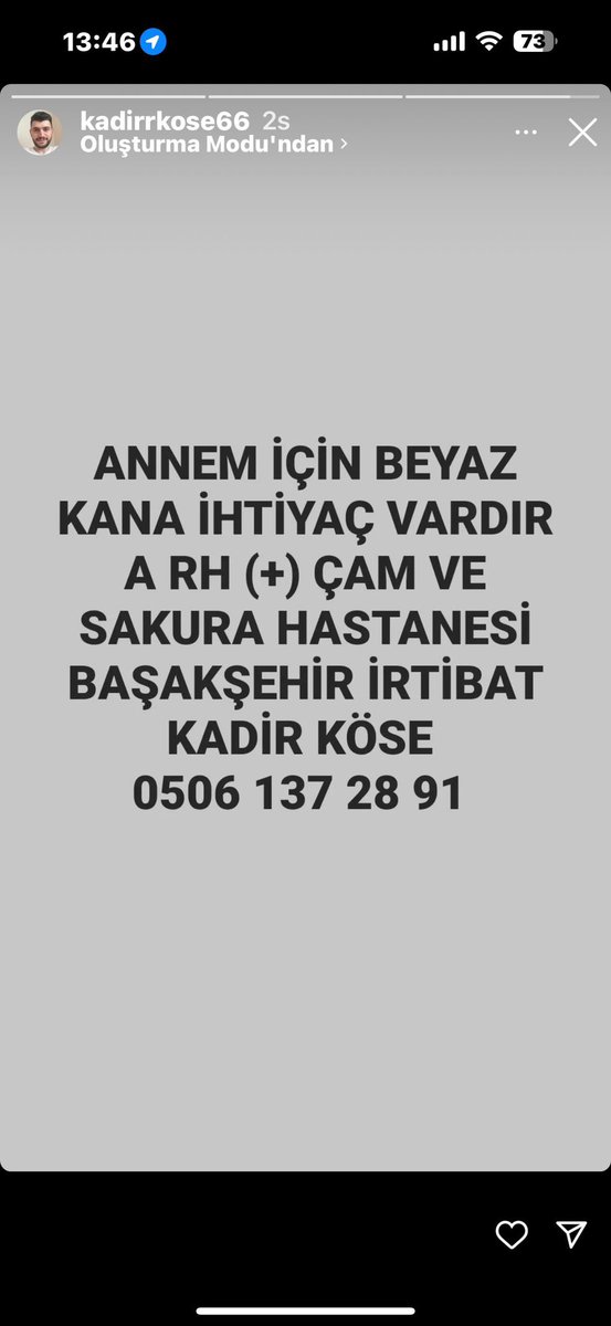 hakandedetv's tweet photo. Değerli dostlar acil kan ihtiyacı varmış
Şimdiden teşekkürler 🙏 https://t.co/I4EKc1nFPm
