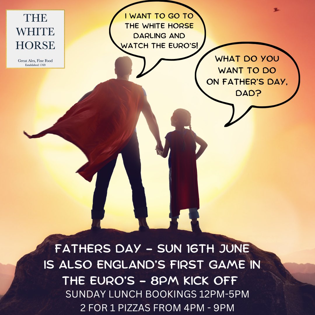 whitehorsequorn's tweet photo. ⚽️ Fathers Day &amp; The Euro’s ⚽️

Why not bring Dad down for a roast and then leave him here for the night, we’ll look after him. (All the family are welcome actually.😉)

To book at a table, drop us a message on here or call 01509 620140.🏴󠁧󠁢󠁥󠁮󠁧󠁿 https://t.co/G2JihbZZaR