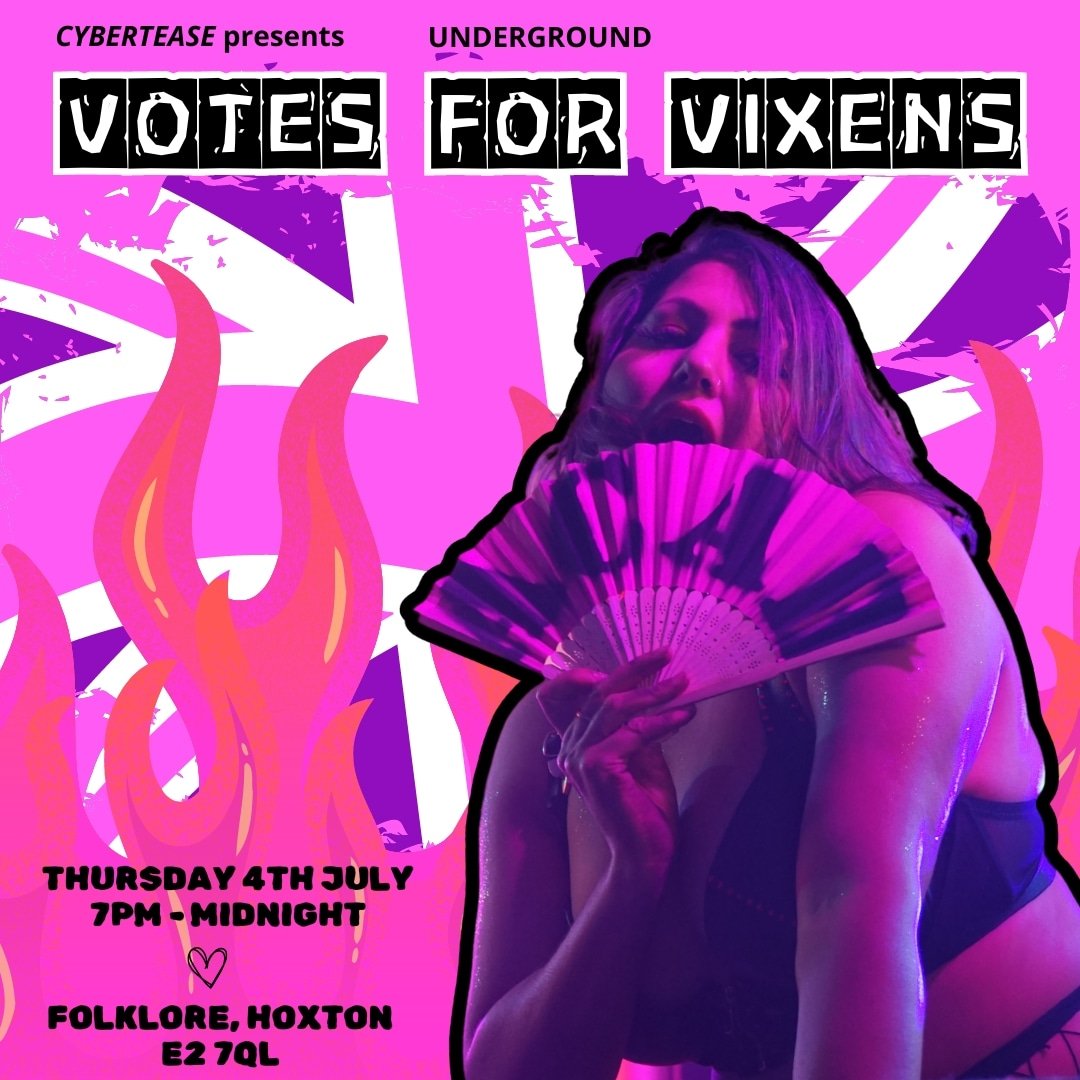 Cybertease_'s tweet photo. VOTES FOR VIXENS! Thurs 4th July 
Genny lecs in the UK &amp; Independence Day in America. A political twosome if you will, so make it a threesome with a trip to our  socialist str!p club 
Hot, sexy performances AND learn more about SW rights 💜
https://t.co/5zB0u8SZD8 https://t.co/B5Xv5689Dl