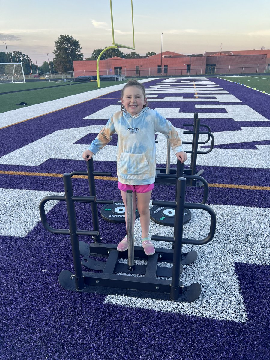 Got my assistant helping me this morning at 6AM get set up for the Championship Speed Workouts