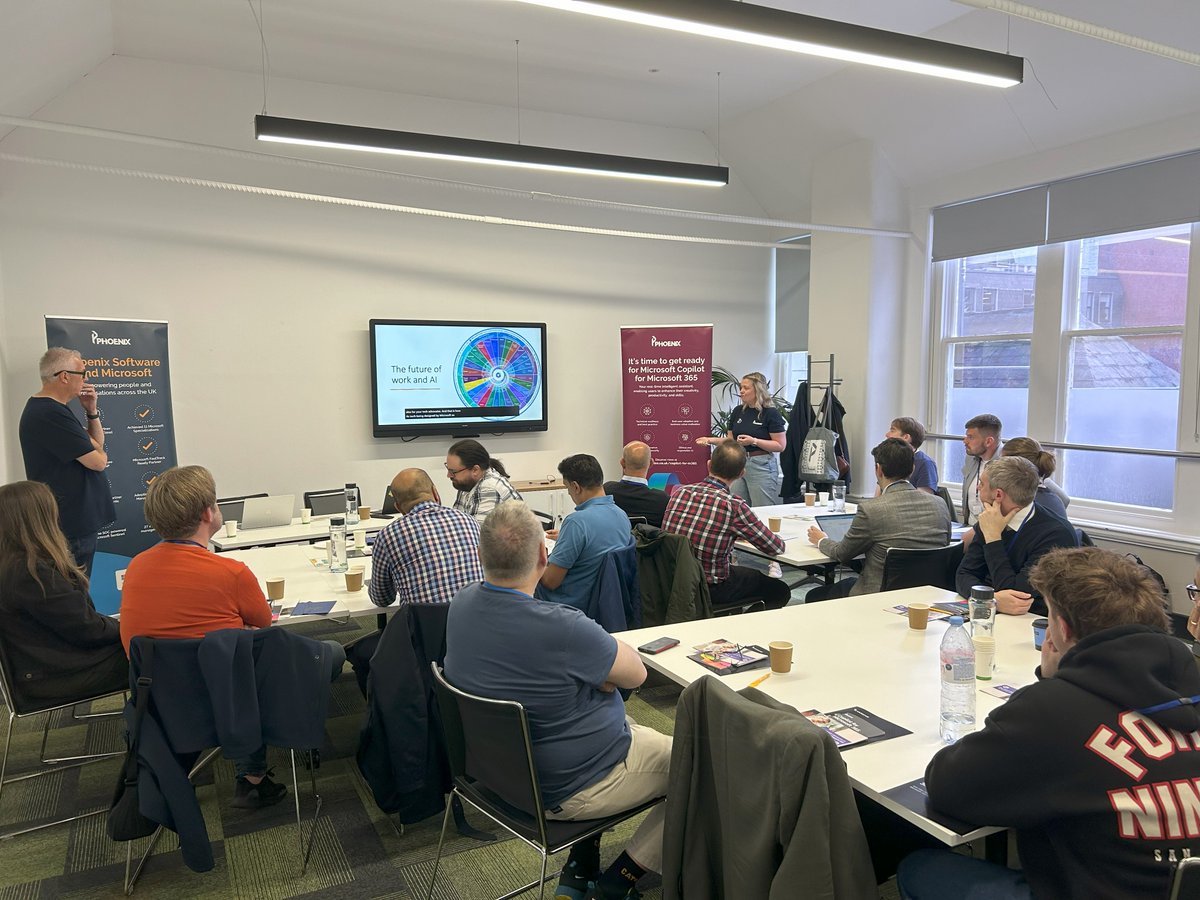 PhoenixYork's tweet photo. We're underway at the next stop of our Microsoft Copilot and Surface Roadshow - today we're at @gmchamber👩‍💻

We're looking forward to a great day exploring the power of Copilot for Microsoft 365, discovering Microsoft's Surface devices, and getting hands on with Surface and Copilot 💻

#CopilotforMicrosoft365  #MicrosoftSurface #AIEvent
