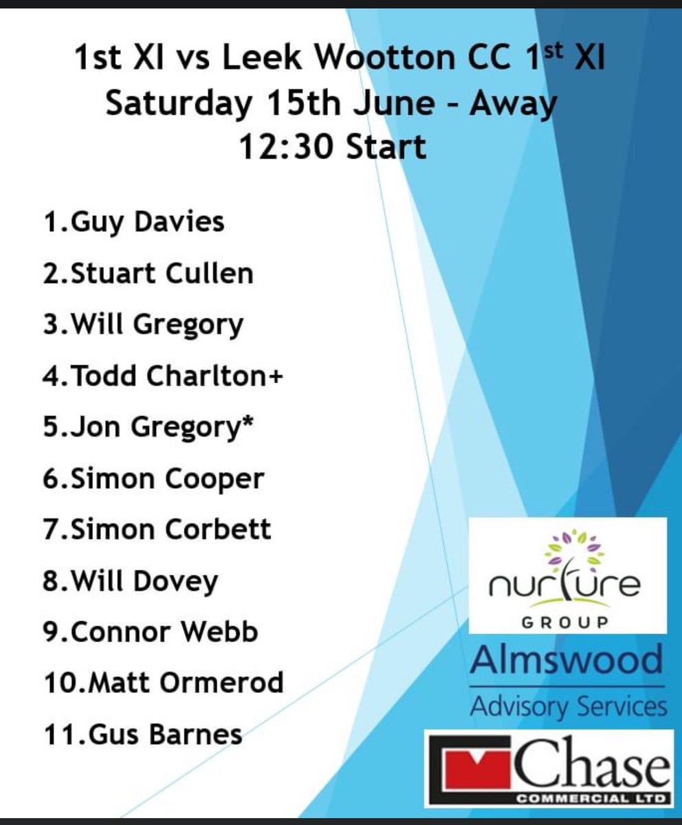 Teams for this week Saturday 15th June