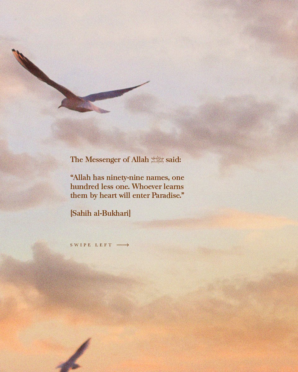 theQuwaco's tweet image. Each of the 99 names of Allah holds a profound meaning, a reflection of His infinite attributes. Memorising and understanding these names is a journey towards deepening our faith and connection with the Almighty.

#TheQuwaCo #99NamesOfAllah #SpiritualJourney #IslamicTeachings