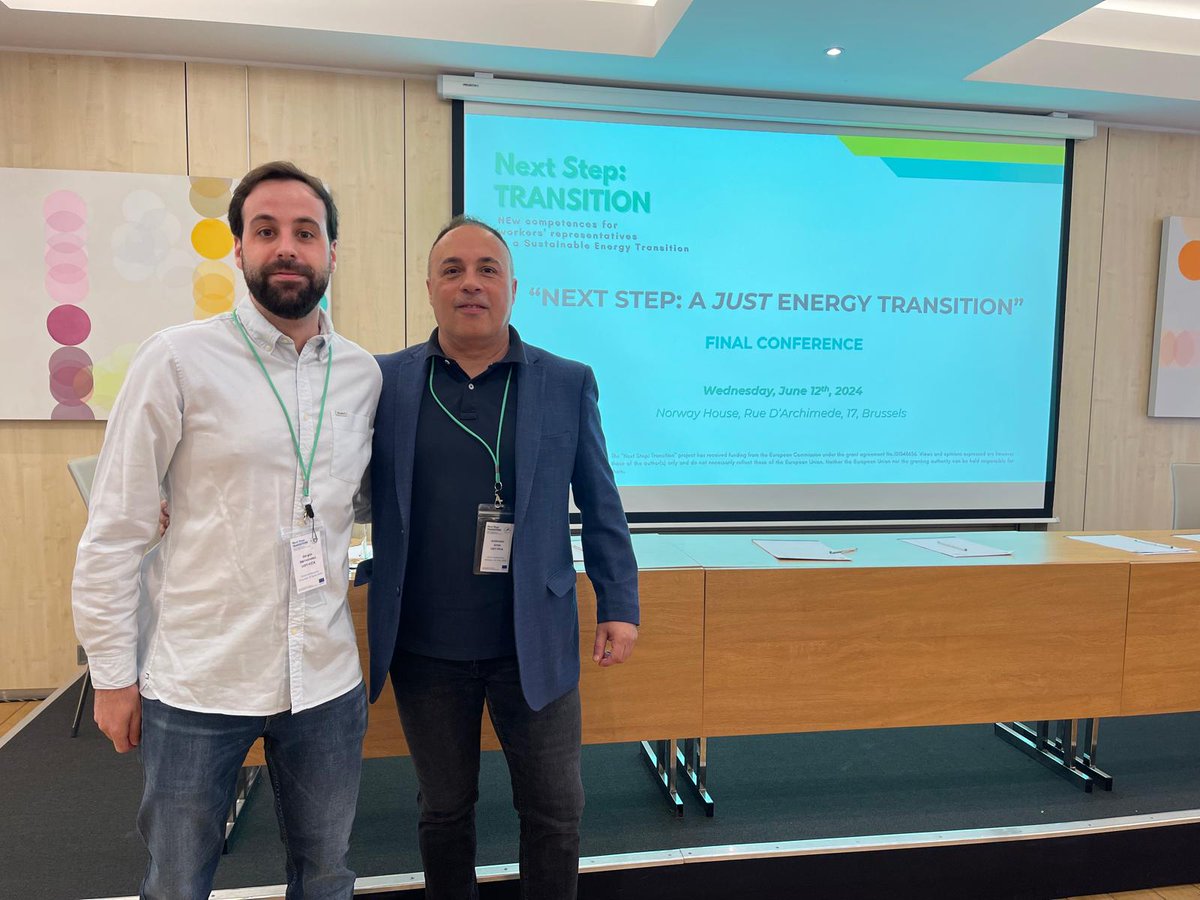 UGT_FICA's tweet photo. 📢 Hoy se celebra la Conferencia Final del proyecto #NextStepTransition en Bruselas 🌍✨
@UGT_FICA participa en este evento clave para la transición energética justa. Sergio Hdez co-conduce la conferencia, y @Ambrosny interviene para hablar sobre la situación en España https://t.co/cFukCGetEz