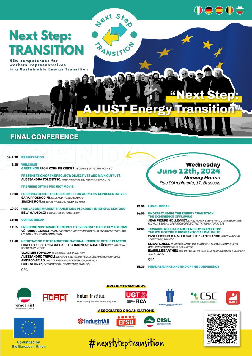 UGT_FICA's tweet photo. 📢 Hoy se celebra la Conferencia Final del proyecto #NextStepTransition en Bruselas 🌍✨
@UGT_FICA participa en este evento clave para la transición energética justa. Sergio Hdez co-conduce la conferencia, y @Ambrosny interviene para hablar sobre la situación en España https://t.co/cFukCGetEz