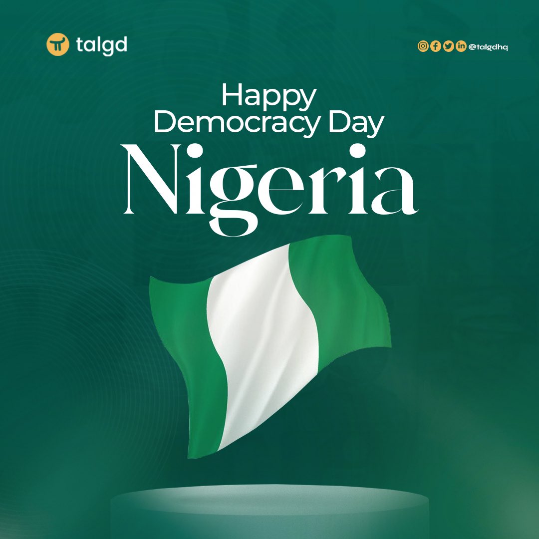talgdhq's tweet photo. Happy Democracy Day, Nigeria! 🇳🇬

As we celebrate the power of our collective voice, let's also embrace the transformative potential of technology. 

At Talgd, we're committed to driving innovation and empowering the next generation of tech leaders.

#Talgd #democracy #Nigeria https://t.co/61EA1kFyc6