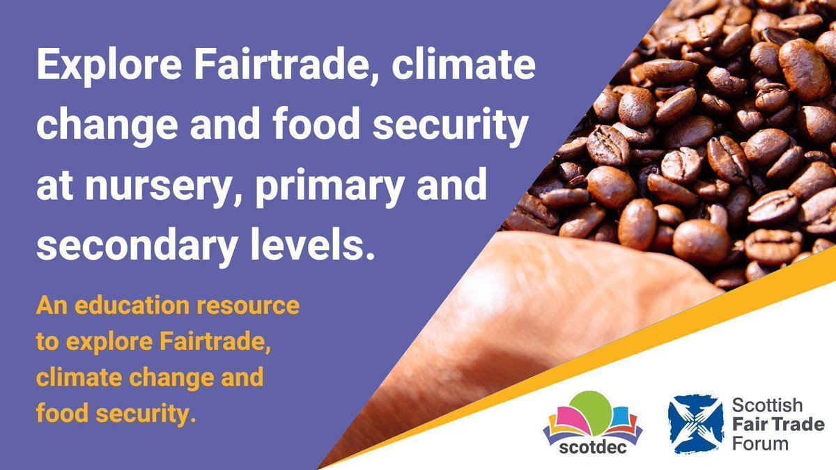 Did you know that cocoa, coffee and bananas could become much more difficult to find on our shelves?   

We worked with <a href="/FairTradeNation/">Scottish Fair Trade</a> to design this resource - activities for early years, primary + secondary stages exploring our uncertain food future:  buff.ly/3q1TgHU