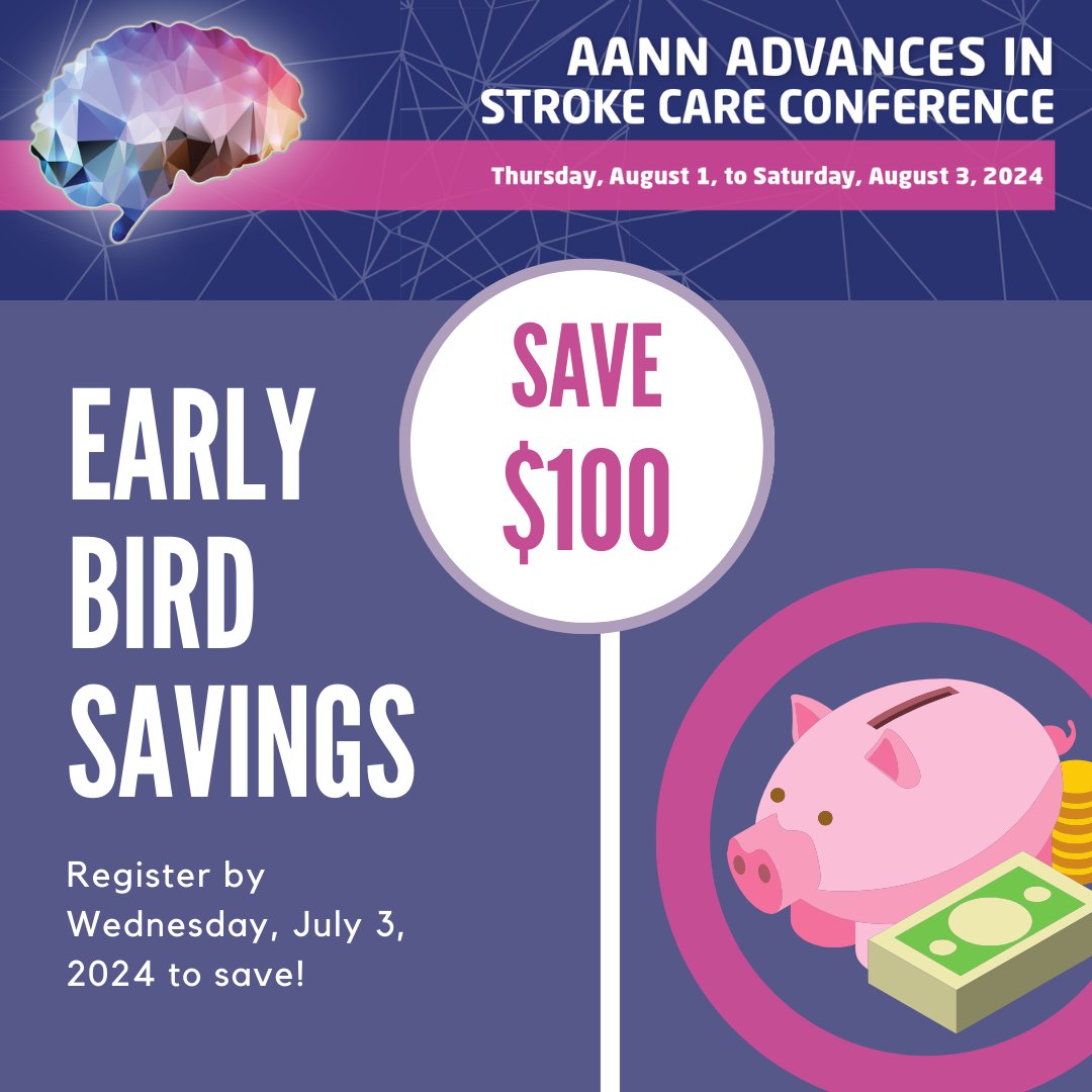 NeuroNursesAANN's tweet image. Save $100 when you register for the #AANN Stroke Conference by Wednesday, July 3rd!

Discover cutting-edge research and evidence-based practices. Attend in-person in Houston, TX or online. 

Register at apps.aann.org/meeting?Produc…

#AANNStroke #strokenurse