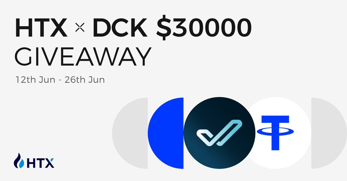 #HTX X $DCK HTX X DCK giveaway!To celebrate DexCheck AI V2 update!

$30000 in DCK in prizes!  Here’s how it works: Buy at least $50 in DCK between 12th June and 26th June 2024 for a chance to be one of the 100 lucky participants to win total $20000 prizepool in DCK.
