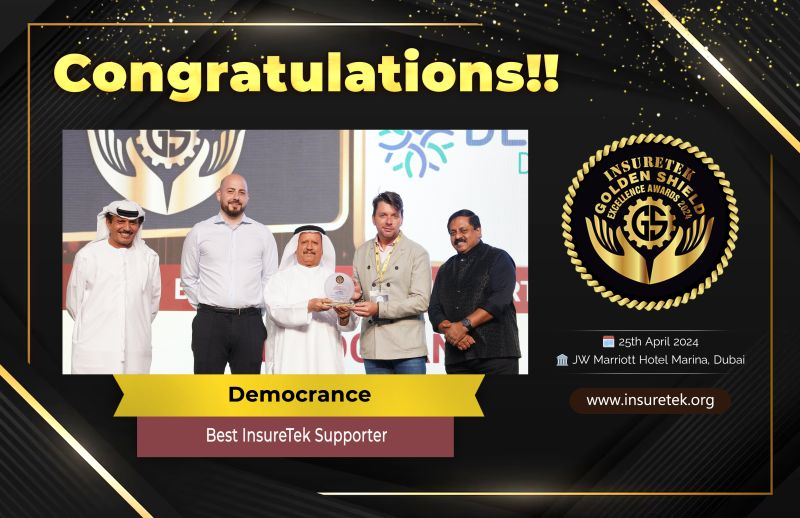🎉 Congratulations to <a href="/democrance/">Democrance</a>  for winning the prestigious 𝐁𝐞𝐬𝐭 𝐈𝐧𝐬𝐮𝐫𝐞𝐓𝐞𝐤 𝐒𝐮𝐩𝐩𝐨𝐫𝐭𝐞𝐫 Award at the 𝐈𝐧𝐬𝐮𝐫𝐞𝐓𝐞𝐤 𝐆𝐨𝐥𝐝𝐞𝐧 𝐒𝐡𝐢𝐞𝐥𝐝 𝐄𝐱𝐜𝐞𝐥𝐥𝐞𝐧𝐜𝐞 𝐀𝐰𝐚𝐫𝐝𝐬 𝟐𝟎𝟐𝟒 in Dubai! 🏆