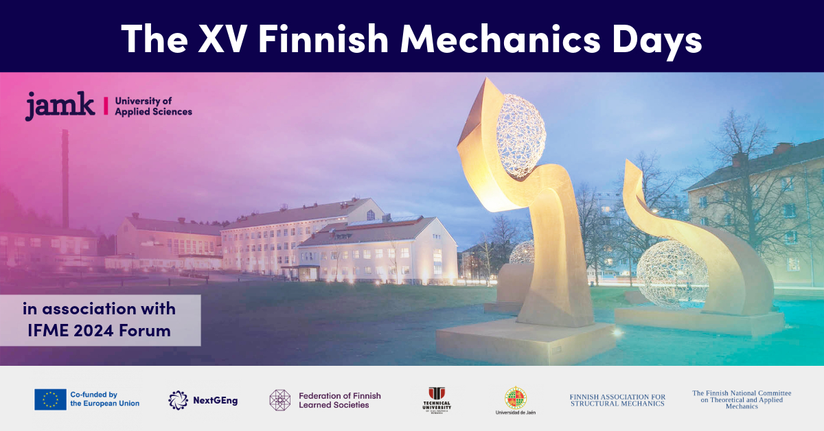 JAMK_fi's tweet photo. Welcome to the XV Finnish Mechanics Days on October 2024!

The XV Finnish Mechanics Days is a forum for academic and industrial research in theoretical, computational, and experimental mechanics.

👉 Read more and registrate at https://t.co/OBZ8yqtxnQ

#FMD2024 https://t.co/FZygsvkk0F