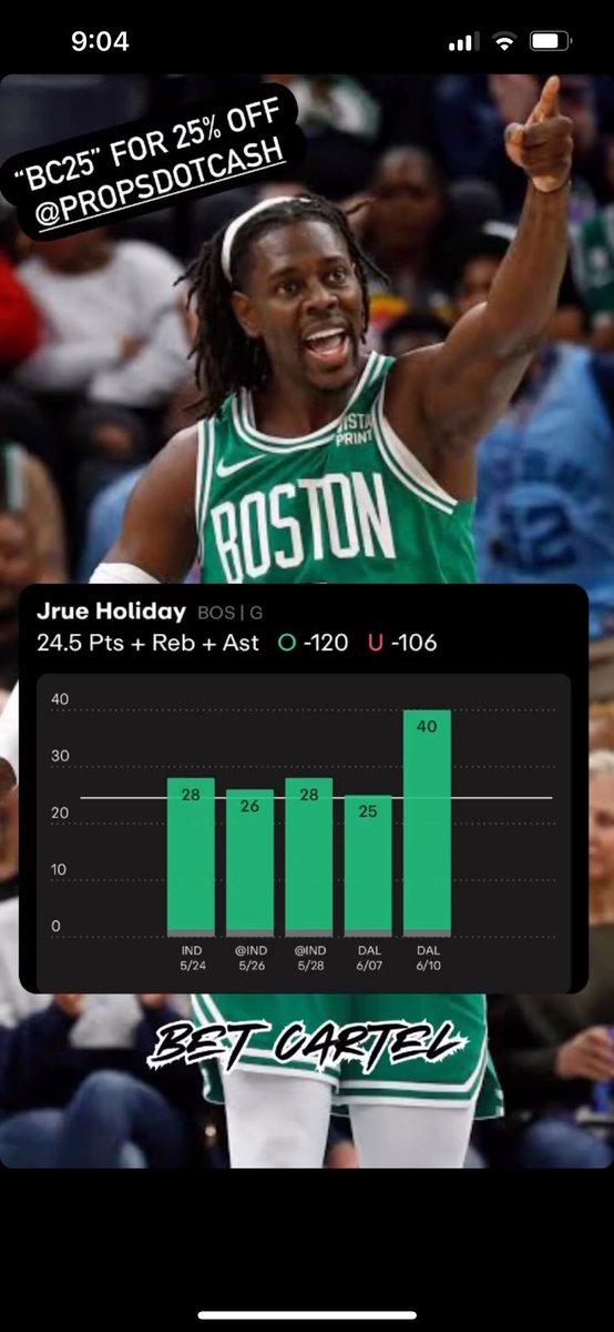 puntofoz's tweet photo. NBA FINALS BEST BET🔒

Data from @propsdotcash 📊

#nbafinals #nbabet #nbatip https://t.co/TdLv4C1PqH