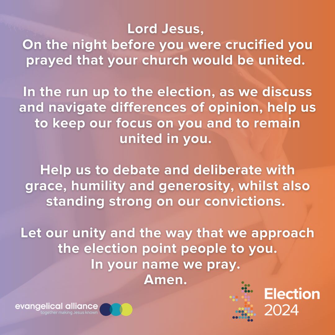 A prayer for unity as we navigate differences of opinion in the weeks approaching the general election 🙏

For  more prayers &amp; resources: buff.ly/3xgEG30