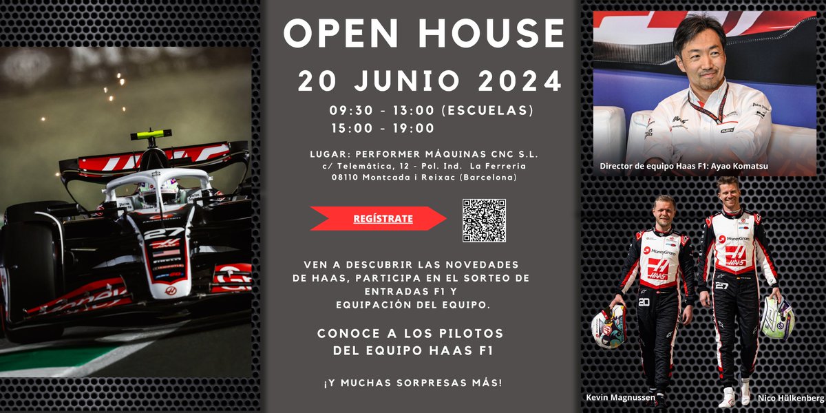 ¡En 8 días os volvemos a recibir a tod@s en el OPEN HOUSE HAAS F1 2024 en Barcelona!
Reserva la fecha y ven a visitarnos y a ver las últimas novedades. 
Enlace de registro: lnkd.in/dyyutafz

#haasautomation #haasf1 #machining #cnc #news #openhouse