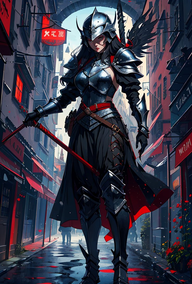 Mika_R0cker16's tweet photo. Lyrica The Dark Knight.

Lyrica,strides through the rain-soaked streets of a medieval city, her armor gleaming ominously in the dim light. This fearless warrior, with a fiery determination in her eyes, is on a quest that will change the fate of her world. 
#AIart #knight #fantasy https://t.co/eIgpOTyM6k