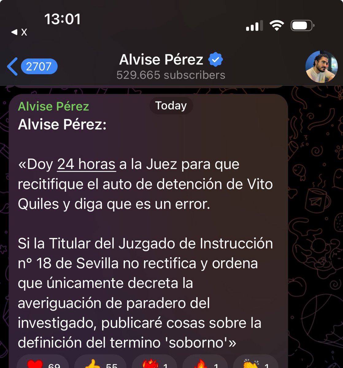 La separación de poderes para otro día según Alvise