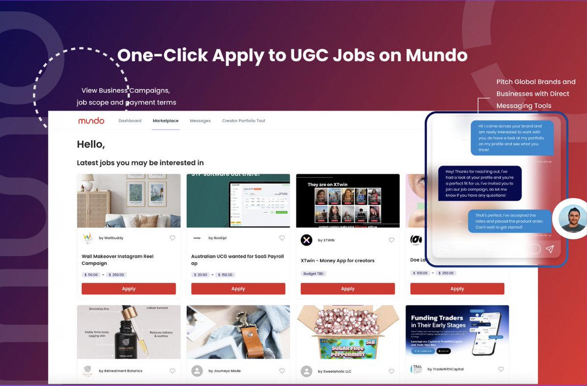 TryMundo's tweet image. Mundo has now filled over 55+ #UGC jobs for Creators in 3 weeks. Looking for UGC jobs with global brands? You can now instantly apply to jobs in just one-click on Mundo. 

Come join over 800+ creators on the fastest-growing UGC app today: trymundo.com/creators
#ugccommunity
