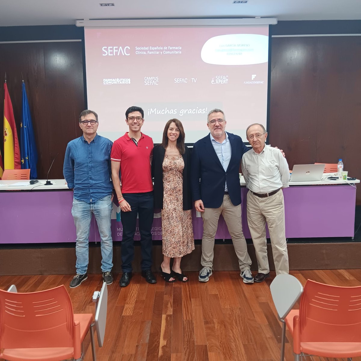 Ricardo Benlloch, <a href="/ADSUAR10/">Gonzalo Miguel Adsuar Meseguer</a> Ana Torres, Luis García y Luis Salar, en la sesión Abordaje y tratamiento de la #saludmental en farmacia comunitaria (#ansiedad, #depresión, #insomnio) en el <a href="/micofvlc/">Micofvlc</a>