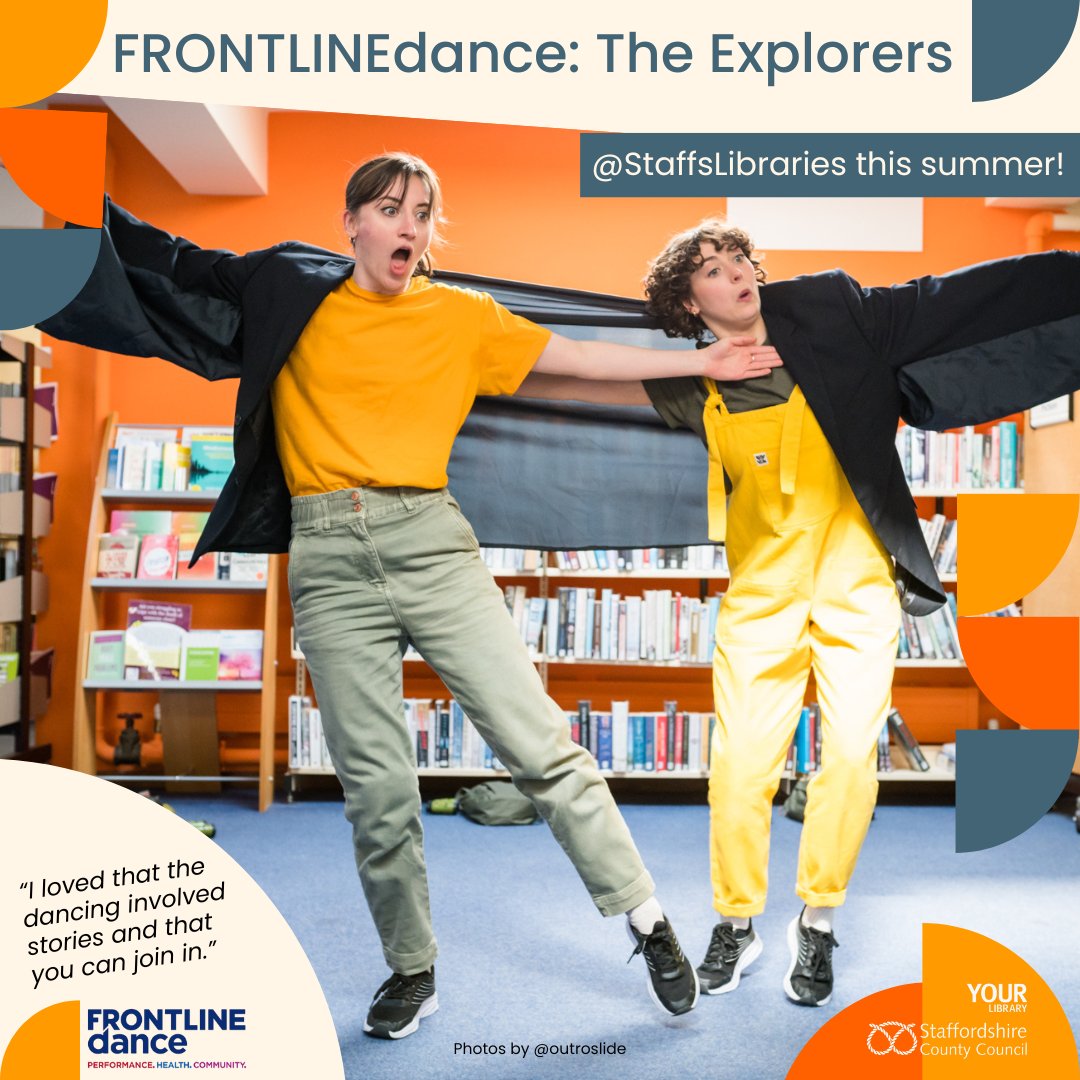 FRONTLINEdance – The Explorers! #CannockLibrary
31st July 2pm FREE
Places are limited, so please book your place in advance at the library :01543 334525 Email: cannock.library@staffordshire.gov.uk
<a href="/FRONTLINEdance1/">FRONTLINEdance Ltd</a> <a href="/CityRugeley/">CityLifeRugeleyCannock</a> <a href="/CannockChaseDC/">Cannock Chase Council</a>
<a href="/StaffordshireCC/">Staffordshire County Council</a>