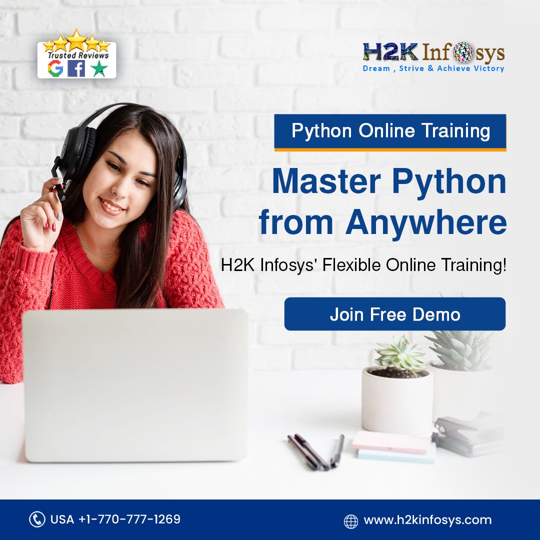 h2kinfosys's tweet image. No matter where you are, you can become a Python pro with H2K Infosys' Flexible Online Training. Learn at your own pace and acquire in-demand Python skills that will set you apart in the job market.
Enroll: bit.ly/3lzgajT
#PythonBasics #PythonAdvanced #pythoncourse