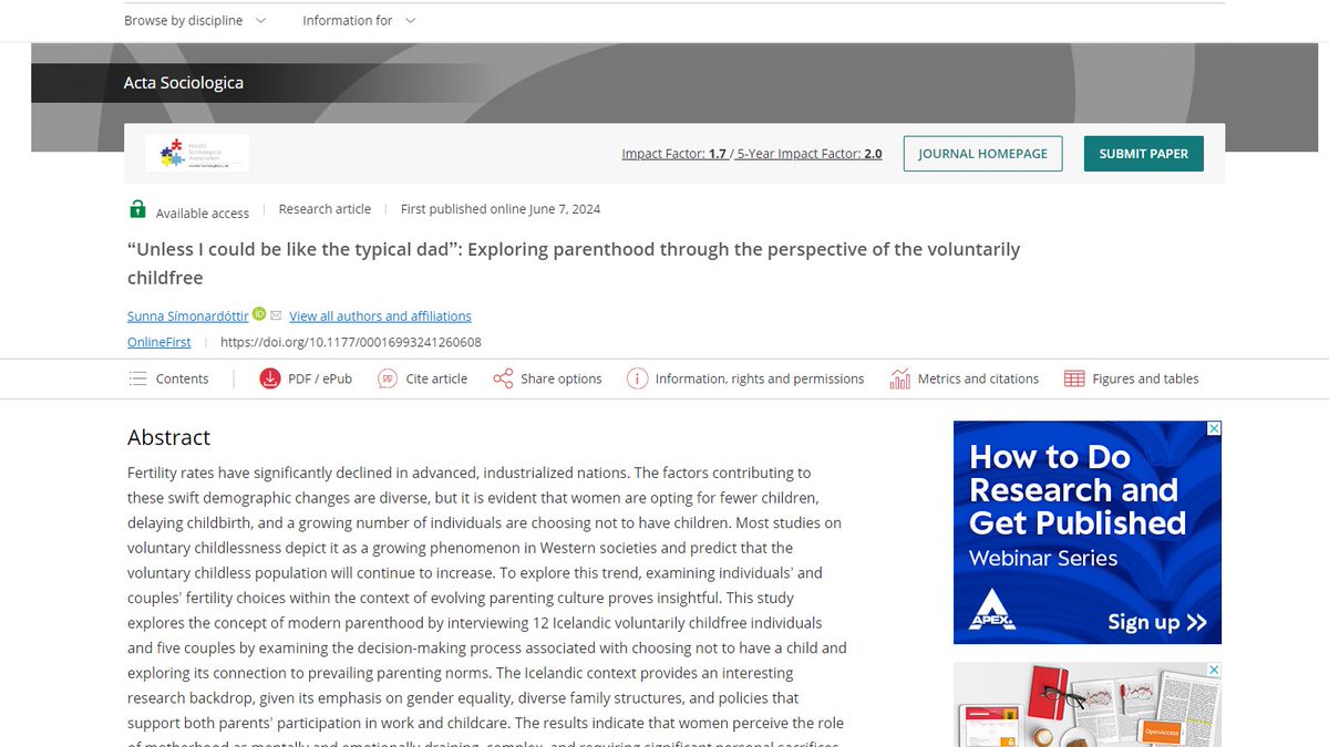 New article by <a href="/sunnasim/">Dr. Sunna</a> on voluntary childlessness in the world's 'most feminist country' 

journals.sagepub.com/doi/10.1177/00…

(1/3)