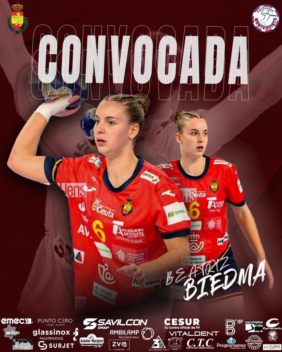 BMMontequinto's tweet image. 🇪🇸 ¡Beatriz Biedma convocada con la Selección Española Promesas #guerreraspromesas ! 🤩✨ 
Nuestra guerrera representará a nuestro país en el Campeonato de Europa que se celebrará en Goteborg, Suecia. ¡Orgullo quinteño! 💪💙 

#Europeo2024 #Goteborg #Orgulloquinteño #handball