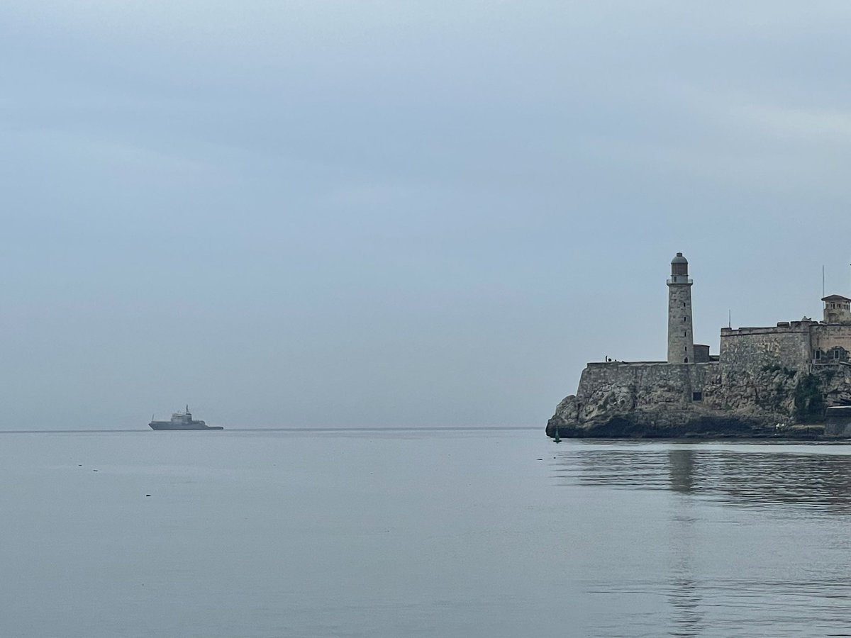 Just in: The Russian warship Admiral Gorshkov now visible from Havana harbor, part of one of the largest Russian naval convoys to visit Cuba in years.