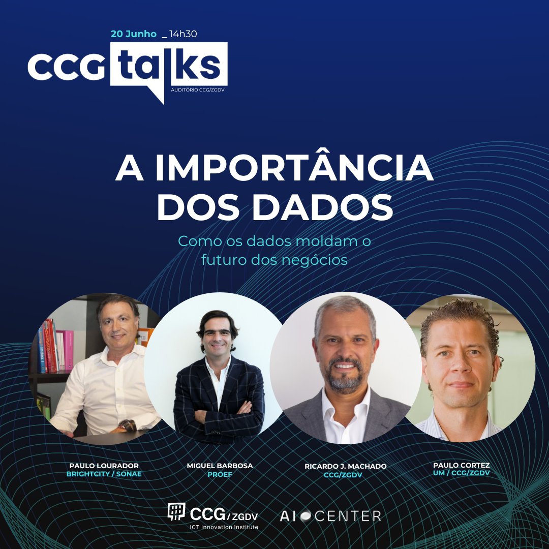 CCG_ZGDV's tweet image. 🗣 ᴄᴄɢ ᴛᴀʟᴋs!

Sabe como os dados podem moldar o presente e futuro dos negócios? No dia 20 de junho, no auditório do CCG/ZGDV Institute falaremos sobre a importância dos dados e de que forma podem contribuir para a evolução das empresas e da sociedade. Marque na agenda!