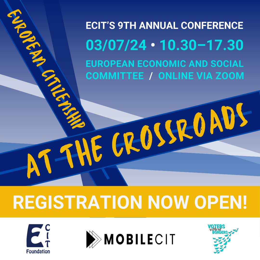ECITFound's tweet image. 🚨REGISTRATION NOW OPEN: You are most warmly invited to attend our annual event on the 3rd of July: European Citizenship At The Crossroads!
➡️ More infos, programme and registration link: ecit-foundation.eu/annual-confere…