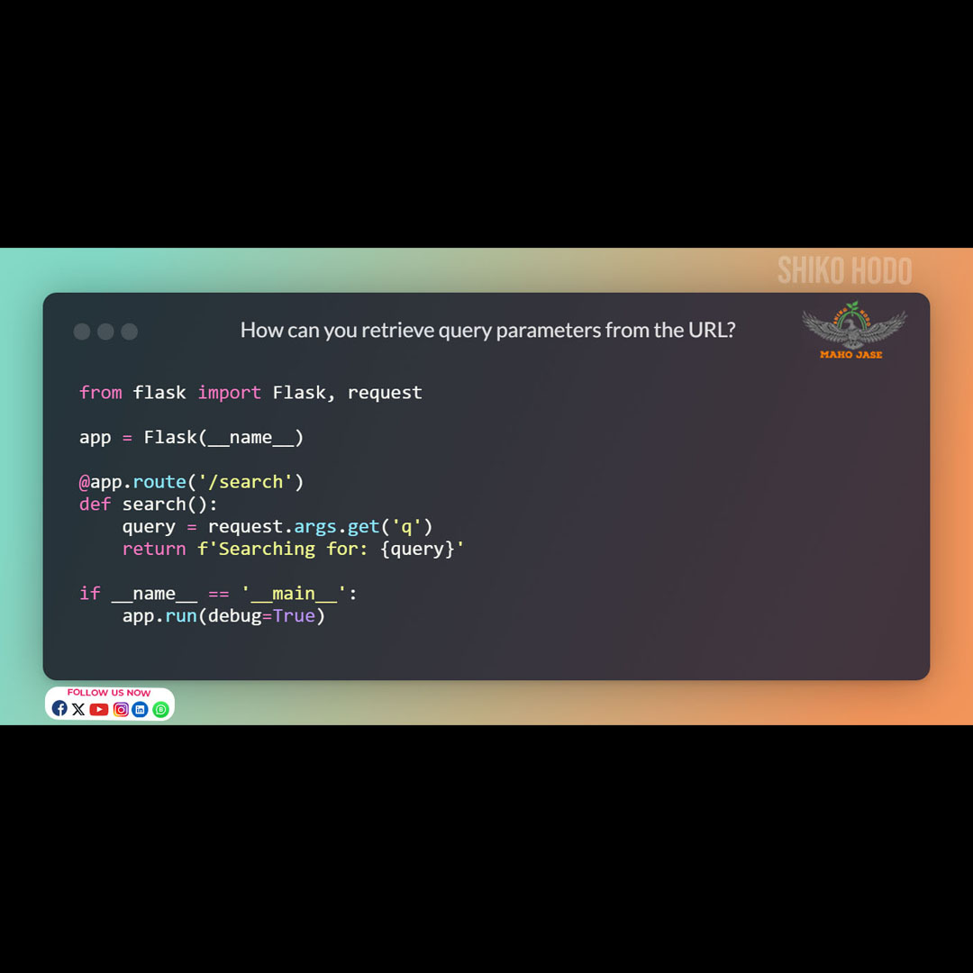 mahojase's tweet image. Decode query parameters like a pro in Flask!
.
.
.
#FlaskOrganization #PythonFlask #CodeStructuring #ProjectOrganization #FlaskProjects #CodeMaintenance #FlaskStructure #WebDevOrganization #FlaskTips #CodeBestPractices