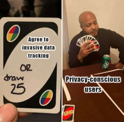 dwinity_eco's tweet image. Do you draw 25 cards, or do you agree to invasive data tracking? 🔒🌐🤨

#Dataprivacy #DataOwnership #personaldata