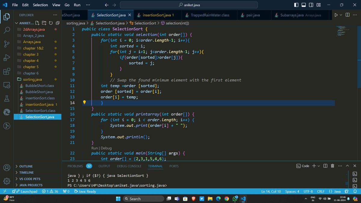 Aniket_dev_18's tweet photo. HELLO, coders this is my #day19 of #365softdaysofcode learn about basic sort in java:-
Done some questions on sort in their each types.
And jumped to the 2d Arrays learned some basics of 2dArrays
created my first file in 2dArrays.
#java
#connect
#DSA
#codelove
#Arrays https://t.co/SSrtKOmeoX