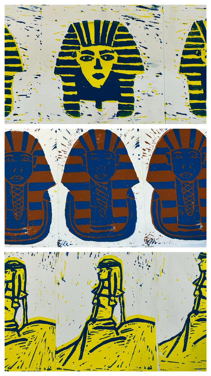 basilepat's tweet photo. Grade 10 Students @BishopReding create Egyptian relief prints https://t.co/bN35268dHA