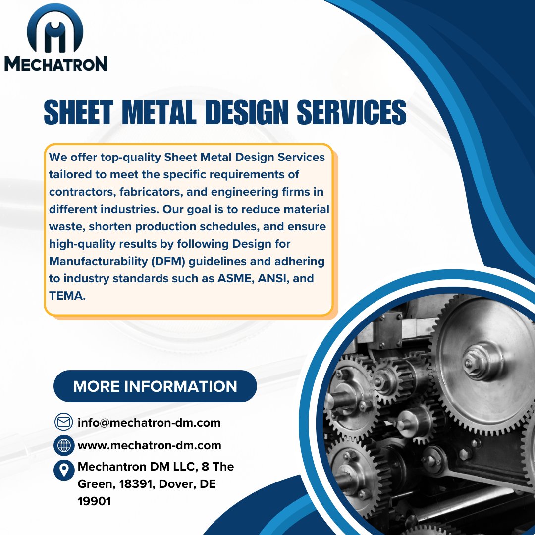 Our premier services cater to contractors, fabricators, and engineering firms across diverse industries. With a focus on minimizing waste, streamlining timelines, and upholding quality standards, we're transforming how projects come to life.   

#UnitedStates #SheetMetalDesign