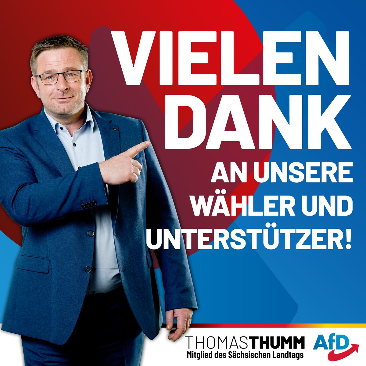 +++ Danke! Danke! Danke! +++

- für diese phänomenale Wahlergebnis! 💙#AfD

Noch kein Fan meines Telegram-Kanals? Jetzt abonnieren! 
t.me/thomasthumm