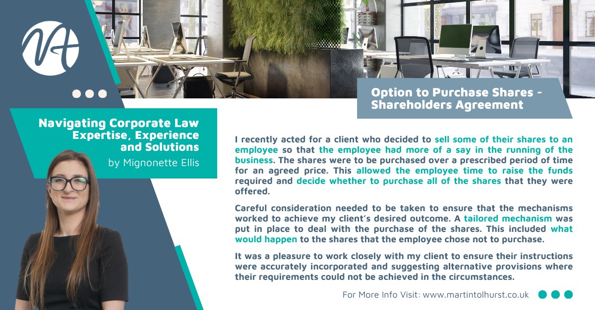 MartinTolhurst1's tweet photo. Selling your shares shouldn't be a gamble! Our expert Mignonette Ellis explains how "Good Leaver" vs. "Bad Leaver" provisions can impact the price. Let us help you draft the right terms!
#CaseStudy #BusinessLaw #TeamTolhurst #SellingShares https://t.co/zJgVFORoZv