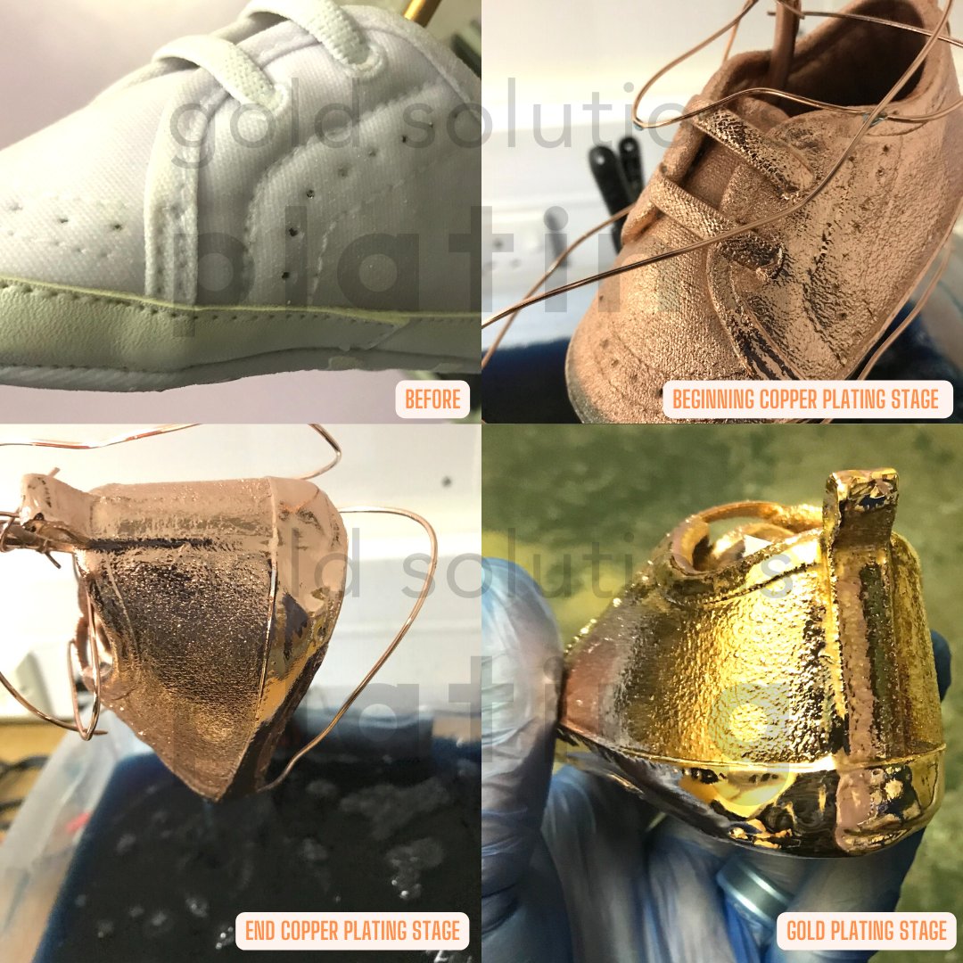 gsplating's tweet image. Plate any surface in real metals such as copper or 24k gold with our G.S.P Prodigy Electroforming kits.

How cute are these baby shoes? 😍

#MHHSBD #preciousmetals #surfacefinishing