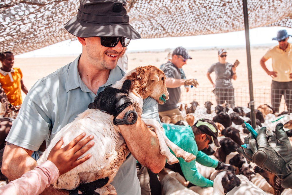 USArmyWHC's tweet photo. #Solders from @PANationalGuard deployed to Africa in support of Combined Joint Task Force-Horn of Africa assisted @USArmyReserve Veterinarian Maj. Jill Lynn administer vitamin shots and medicine to local goat herds to keep the animals healthy in Djibouti.
#Readiness @USArmy https://t.co/e9eQI9lg3B