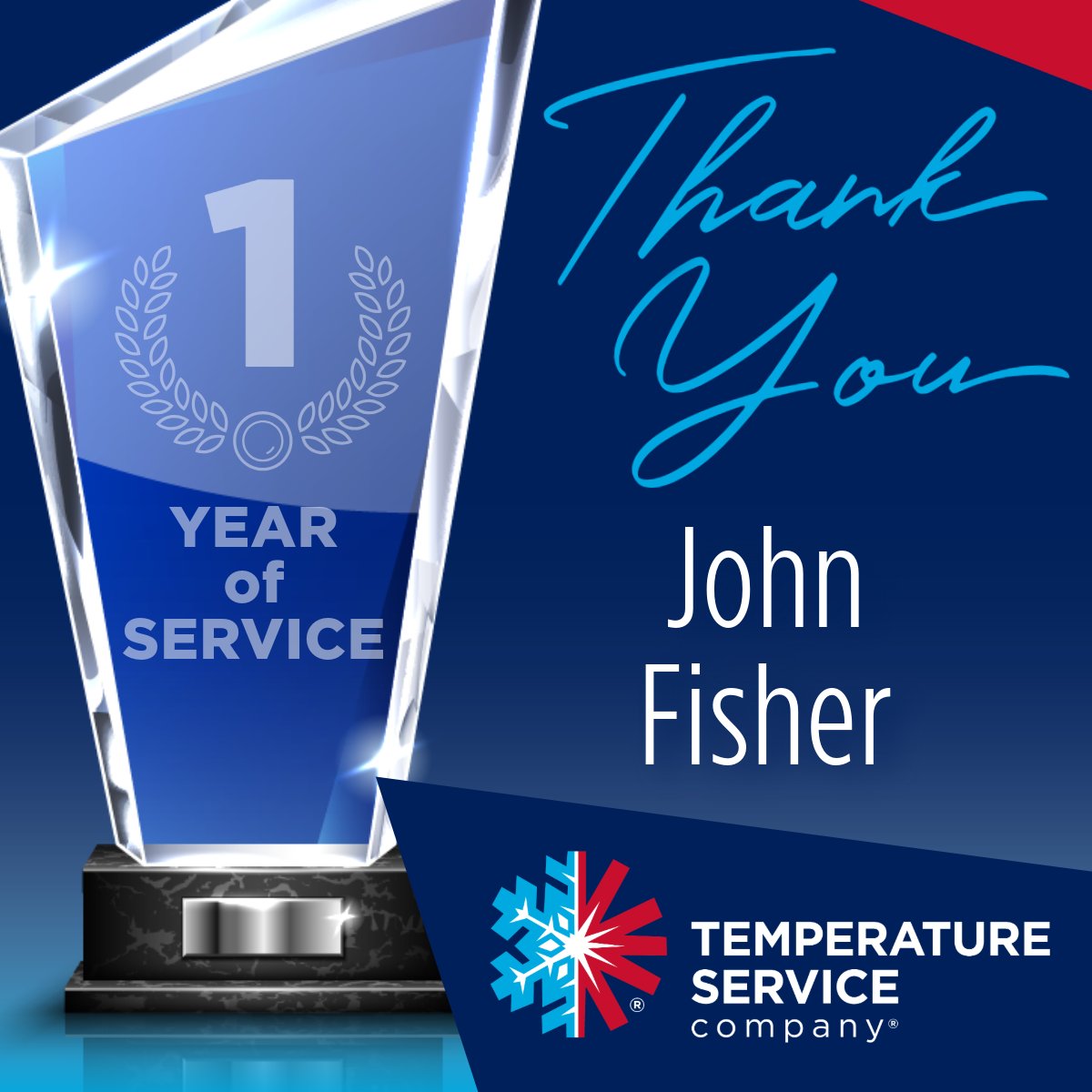 Help us celebrate one year of Excellence with our HVAC Installer, JOHN FISHER by sharing your appreciation in the comments below! #OneYearAtTemperatureService #HVACSuperstar #AnniversaryCelebration #TSClife #TSChvac #1YearAnniversary tschvac.com