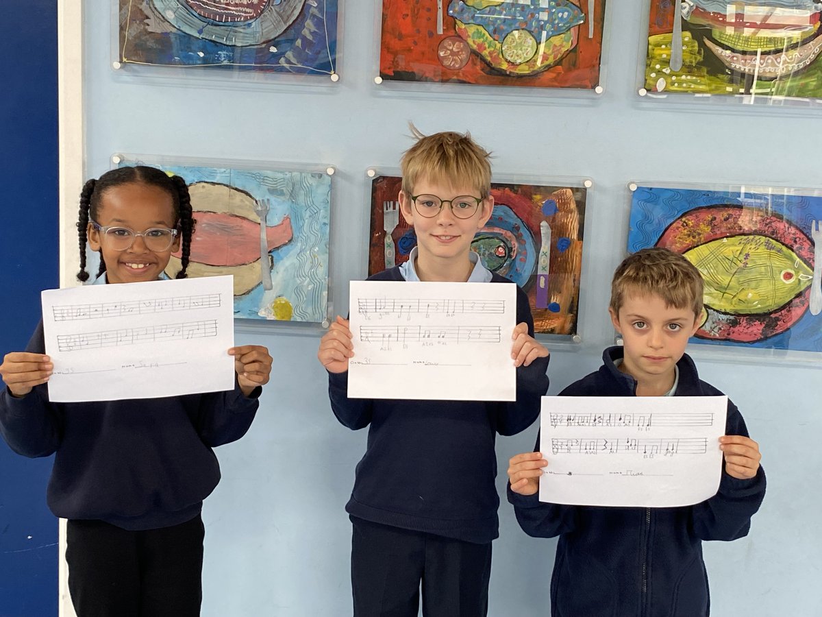 We are so proud of Year 3 and Year 2 who have been working on their composition and performance skills in music.

Year 3 composed music in 2/4 time and notated it on the stave. Year 2 composed 4 bars of rhythms in 2/4 time and added pictures of pitches they wanted to use.
