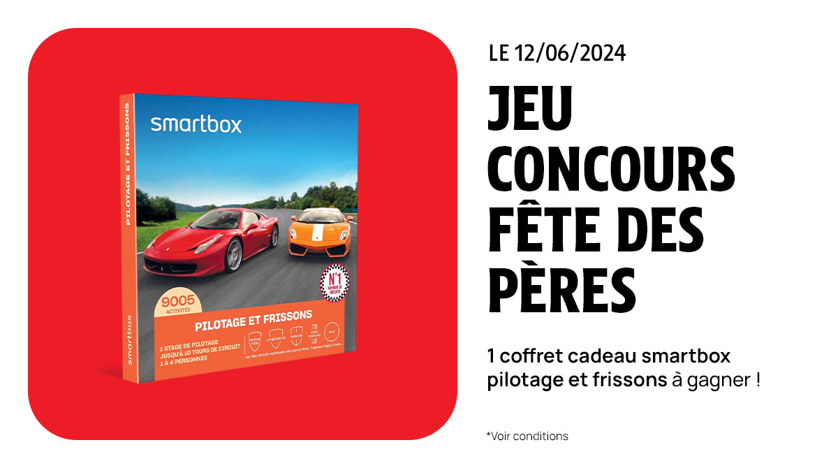 Darty_Officiel's tweet image. JEU CONCOURS | Faites le plein d'aventures pour la fête des pères ! Tentez de remporter une smartbox pilotage et frissons !  

Pour participer 👉 RT &amp;amp; mentionnez un ami + Follow @DARTY

Bonne chance à tous ! ☘
TAS le 19/06. 1 gagnant